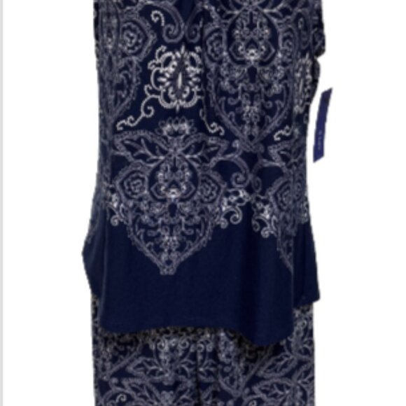 Apt. 9 Women’s Lounge Pajama Set M Blue White Paisley Stretch Soft Comfort NEW - Picture 3 of 7